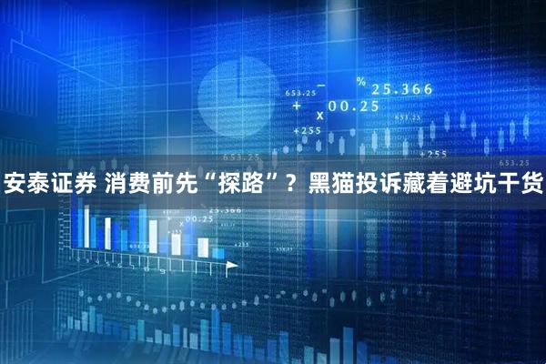 安泰证券 消费前先“探路”？黑猫投诉藏着避坑干货